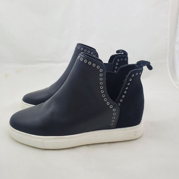 Chelsea & Violet Bootie Sneakers Women's 7.5 Black CV Milo Leather Slip On - Picture 4 of 10